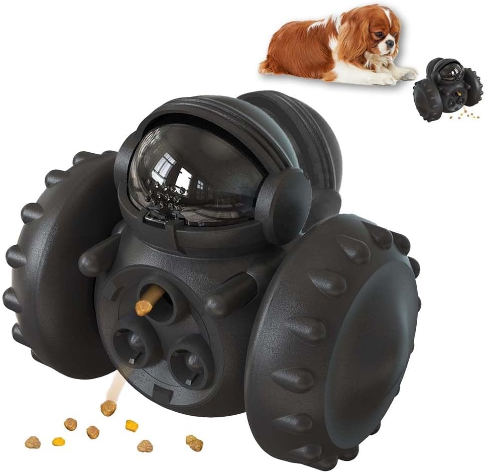 Juguete dispensador de comida tipo tentetieso para perros – negro