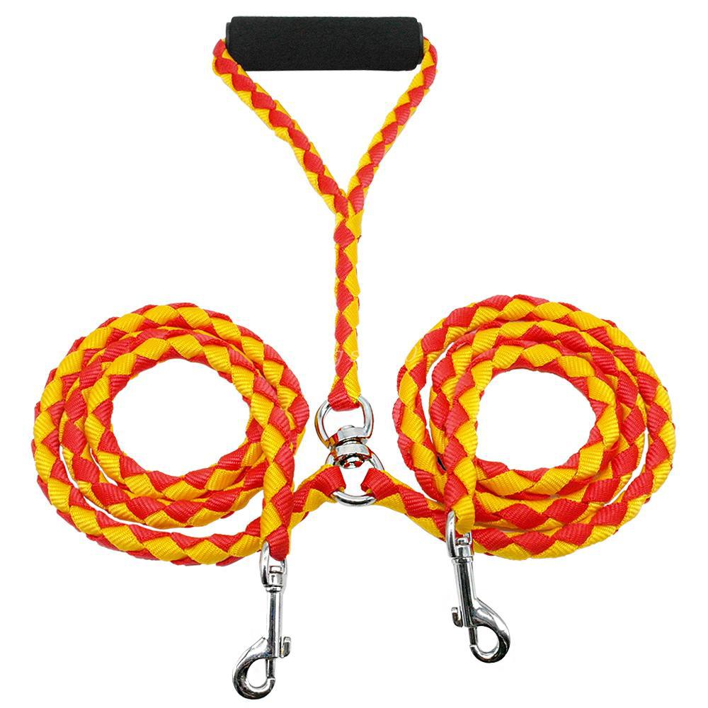 Correa trenzada de cuerda redonda para perros – amarillo