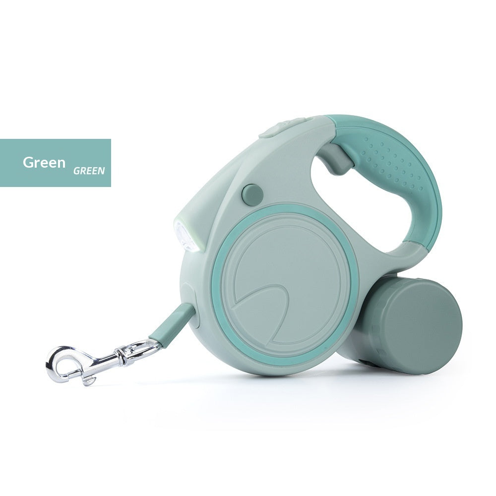 Correa retráctil automática para perros con luz LED integrada – verdoso