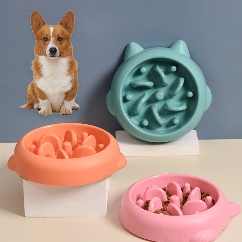 Comedero lento para perros - antiahogo, diseño hueso