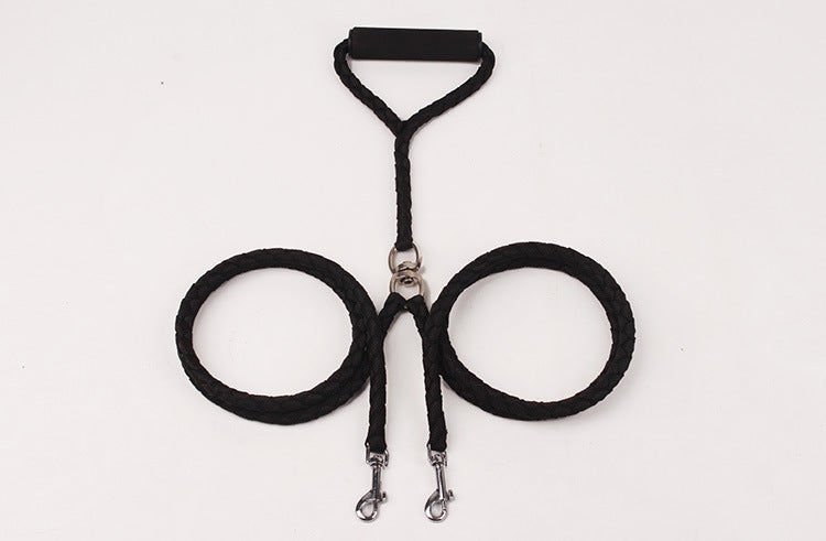 Correa trenzada de cuerda redonda para perros – negro