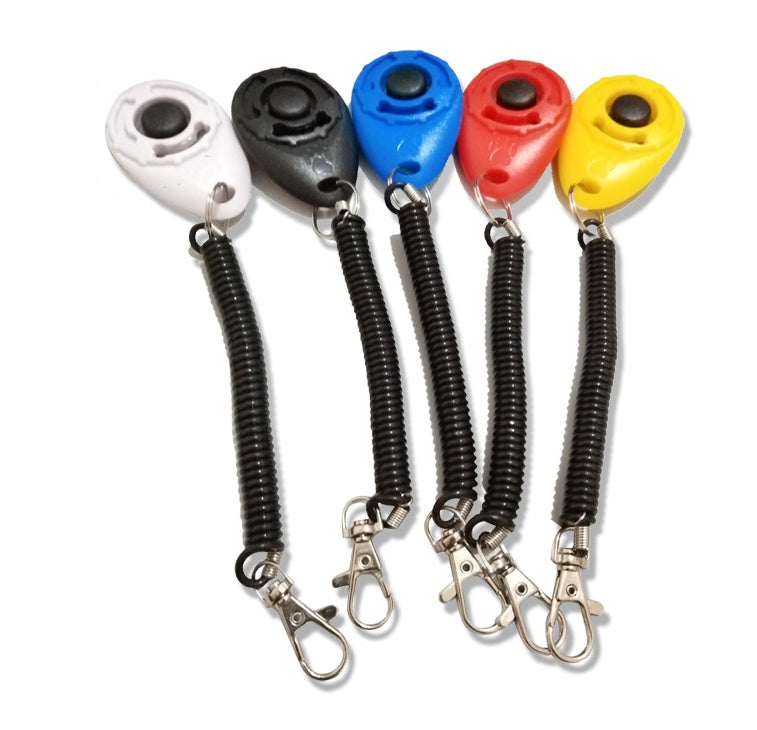Clicker de adiestramiento para perros con cordón elástico