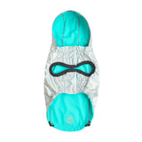 Impermeable Reversible para Perros - Turquesa Neón con Estampado Iridiscente