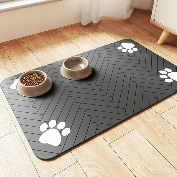 Alfombrilla absorbente para comedero de perros - secado rápido