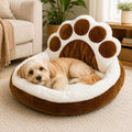 Open paw-shaped dog bed - soft and comfortable