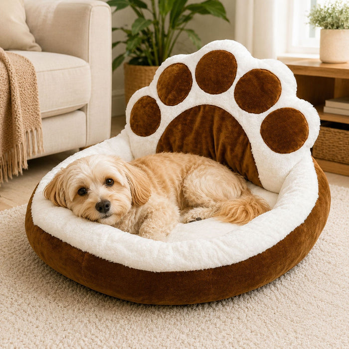 Cama abierta con forma de huella para perros - suave y cómoda