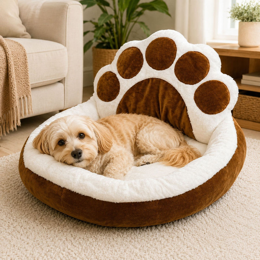 Cama abierta con forma de huella para perros - suave y cómoda