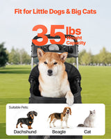 Carrito de paseo para perros - 4 ruedas, hasta 16kg, con freno.