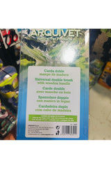 Carda doble con mango de madera para perros