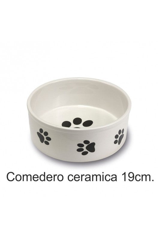 Comedero de cerámica con huellas para perros – 19 cm