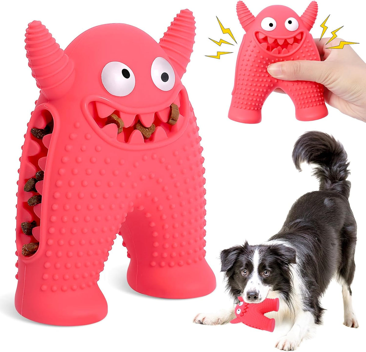 Juguete masticador dental con sonido para perros – rojo