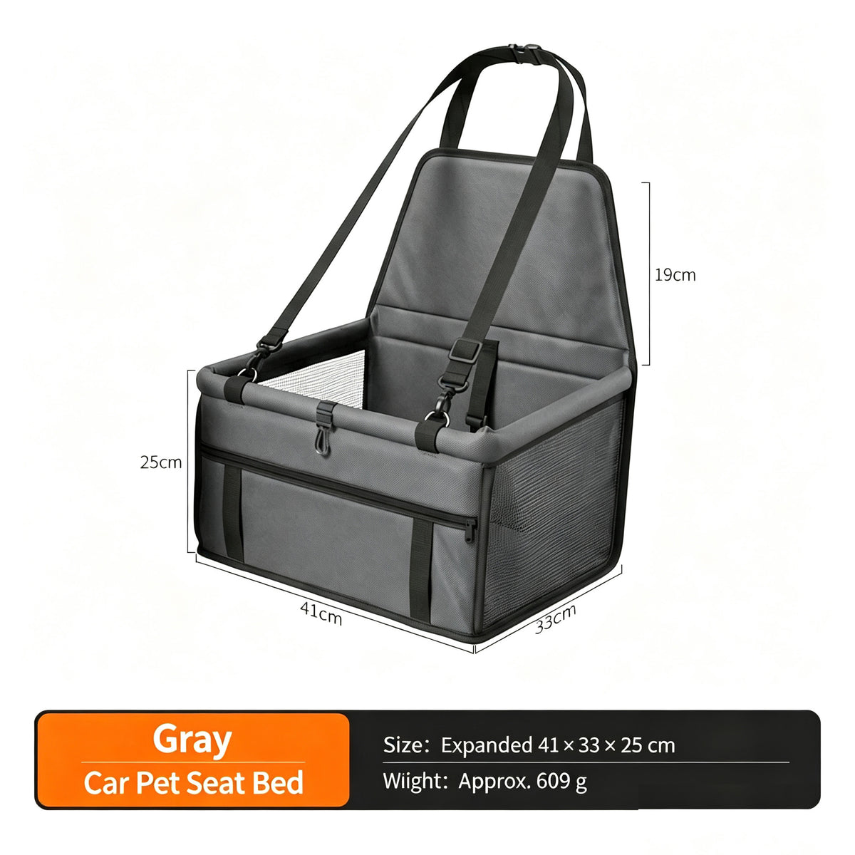 Elevador de coche plegable para perros – gris