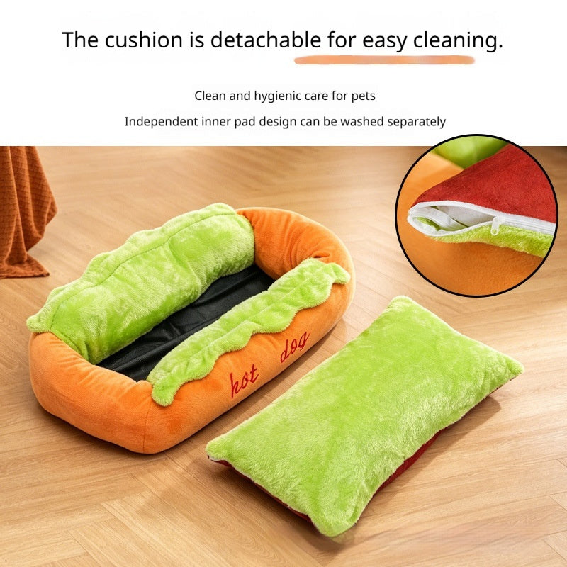 Cama con forma de perrito caliente para perros – vista 5