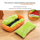 Cama con forma de perrito caliente para perros - divertida y cálida